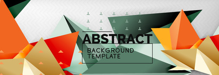 Mosaic triangular 3d shapes composition, geometric modern background. Triangles and polygons design