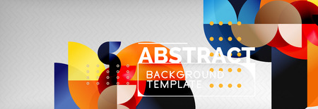 Circle vector abstract geometric background, color round shapes composition on grey, modern techno designのイラスト素材