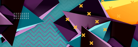 Vector 3d triangular shapes abstract background, origami futuristic template with lines