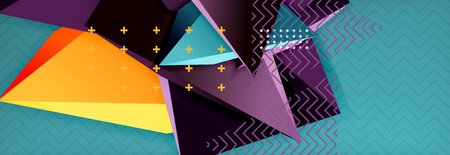 Vector 3d triangular shapes abstract background, origami futuristic template with lines