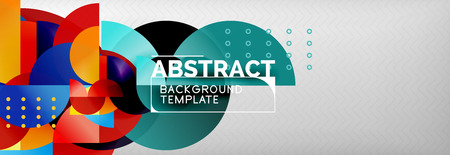 Circle vector abstract geometric background, color round shapes composition on grey, modern techno designのイラスト素材