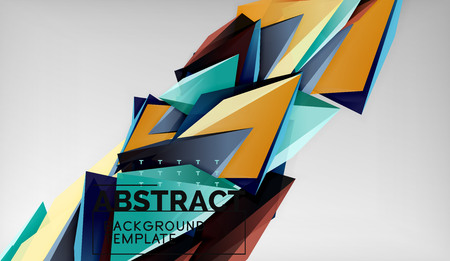 3d geometric triangular shapes abstract background, color triangles composition on grey backdrop, business or hi-tech conceptual wallpaperのイラスト素材