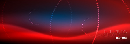 Glowing neon circle line dots, round line design, abstract style on black background. Neon abstract round circles Magic neon lights and glowing dots. Vector illustrationのイラスト素材