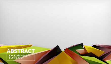 3d geometric triangular shapes abstract background, color triangles composition on grey backdrop, business or hi-tech conceptual wallpaperのイラスト素材