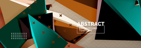 Vector 3d triangular shapes abstract background, origami futuristic template with linesのイラスト素材
