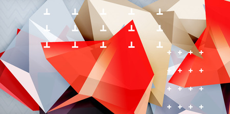 Color geometric abstract background, minimal abstraction design with mosaic style 3d shape, vector modern poster designのイラスト素材