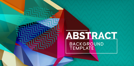Color geometric abstract background, minimal abstraction design with mosaic style 3d shape, vector modern poster designのイラスト素材