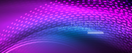 Glowing light particles in dark neon space, magic glow shiny abstract background. Vector designのイラスト素材