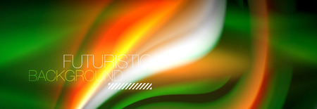 Fluid color neon wave lines background, neon liquid color futuristic paint template, vector illustrationのイラスト素材