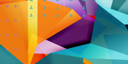 Color geometric abstract background, minimal abstraction design with mosaic style 3d shape, vector modern poster designのイラスト素材