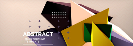 Vector 3d triangular shapes abstract background, origami futuristic template with linesのイラスト素材