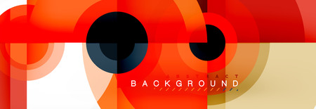 Flying circles geometric abstract background, vectorのイラスト素材