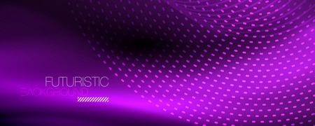 Glowing light particles in dark neon space, magic glow shiny abstract background. Vector designのイラスト素材