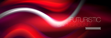 Fluid color neon wave lines background, neon liquid color futuristic paint template, vector illustrationのイラスト素材