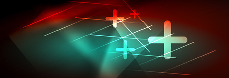 Neon glowing techno lines, hi-tech futuristic abstract background template with linesのイラスト素材