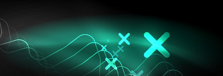 Dark neon light glowing template, abstract vector background linesのイラスト素材