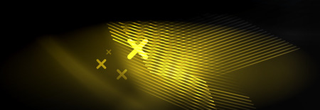 Neon glowing techno lines, hi-tech futuristic abstract background template with lines. Vector illustrationのイラスト素材