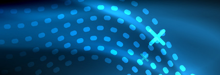 Glowing abstract wave on dark, shiny motion, magic space light. Vector techno abstract background designのイラスト素材