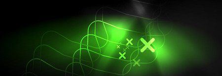 Dark neon light glowing template, abstract vector background lines design