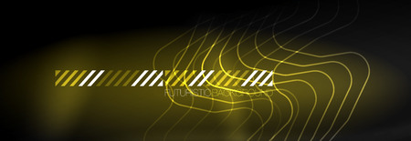 Dark neon light glowing template, abstract vector background linesのイラスト素材