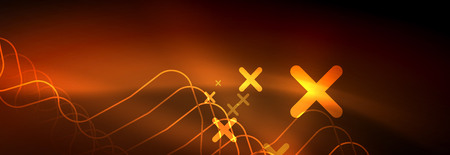 Neon glowing techno lines, hi-tech futuristic abstract background template with square shapesのイラスト素材