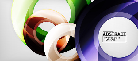 Modern geometric circles abstract background, colorful round shapes with shadow effects, vector illustrationのイラスト素材