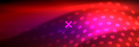 Glowing abstract wave on dark, shiny motion, magic space light. Vector techno abstract background designのイラスト素材