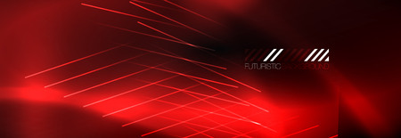 Neon glowing techno lines, hi-tech futuristic abstract background template with lines. Vector illustrationのイラスト素材