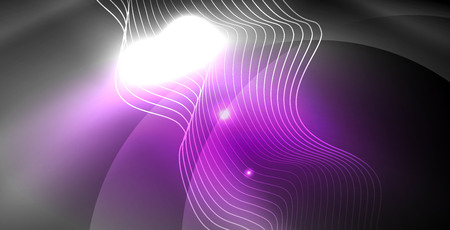 Glossy shiny glowing neon waves, magic space concept templateのイラスト素材