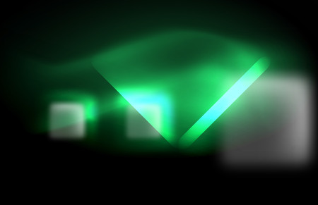 Neon square and line lights on dark background with blurred effectsのイラスト素材