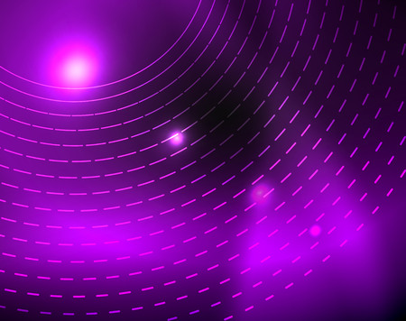 Dark space with neon color glowing lights abstract background. Vector techno circles templateのイラスト素材