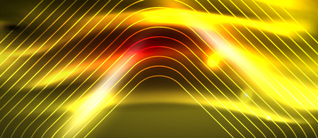 Neon glowing techno lines, hi-tech futuristic abstract background template with square shapesのイラスト素材