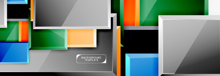 Geometrical design squares abstract banner, glossy shiny effects. Vector geometric minimal templateのイラスト素材