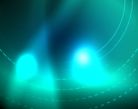 Blue neon circles, abstract circular lines. Glowing circle vector abstract pattern backgroundのイラスト素材