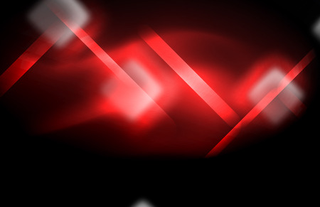 Neon square and line lights on dark background with blurred effectsのイラスト素材