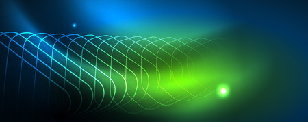 Neon glowing techno lines, hi-tech futuristic abstract background templateのイラスト素材