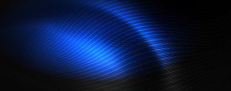 Smoky glowing waves in the dark. Dark abstract background with neon color light and wavy linesのイラスト素材