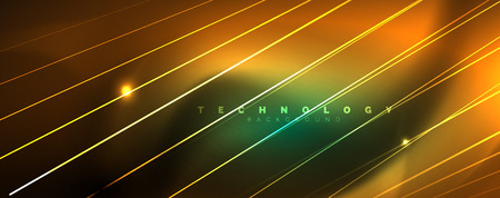 Vector neon light lines concept, abstract background, future techno hi tech templateのイラスト素材