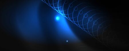 Shiny neon techno template. Neon lines background, 80s style laser rays. Vector