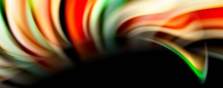 Fluid color rainbow style wave abstract background, techno modern design on black. Vectorのイラスト素材