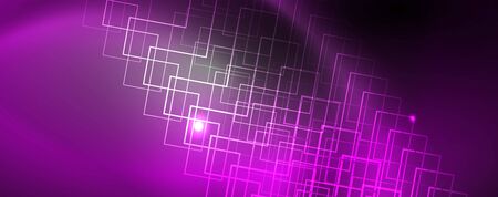 Shiny neon techno template. Neon lines background, 80s style laser raysのイラスト素材