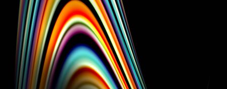 Fluid color rainbow style wave abstract background, techno modern design on black. Vectorのイラスト素材