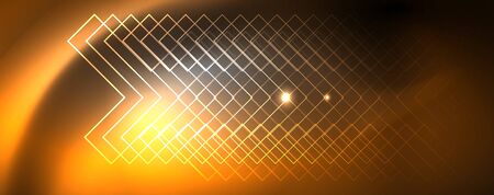 Shiny neon techno template. Neon lines background, 80s style laser rays. Vectorのイラスト素材