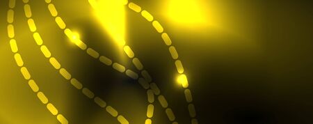 Smoky glowing waves in the dark. Dark abstract background with neon color light and wavy linesのイラスト素材