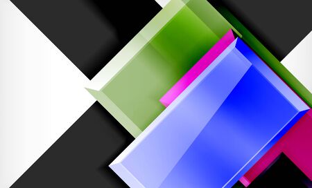 Bright colorful square shape blocks geometrical background, vector modern templateのイラスト素材