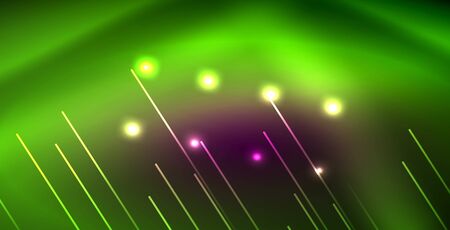 Neon glowing lines, magic energy space light concept, abstract background wallpaper design, vector illustrationのイラスト素材