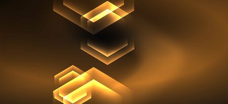 Neon color hexagon shapes, lines on black background. Modern template for web backdrop design....