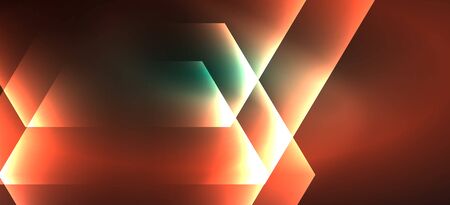 Shiny hexagon neon template. Futuristic digital technology concept. Vector abstract graphic design. Vector vintage retro illustration.のイラスト素材