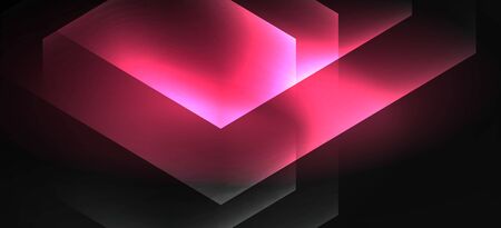 Neon color hexagon shapes, lines on black background. Modern template for web backdrop design. Abstract geometric frameのイラスト素材