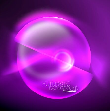 Blurred neon glowing round shapes, abstract circles and lights, vector templateのイラスト素材